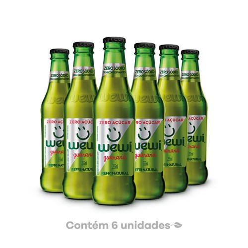 Refrigerante Guaraná Zero Açúcar Wewi Pack 6 Garrafas 255ml