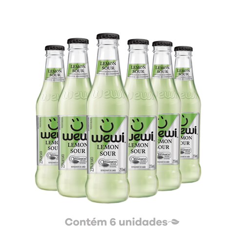 Refrigerante Lemon Sour Orgânico Wewi Pack 6 Garrafas 255ml